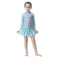 thumbnail image 1 of Big Girls Swimsuits Full Coverage For Long Sleeve With Skirt Rash Guard Swim Size 10-11T, 1 of 7