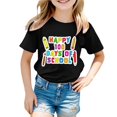 thumbnail image 1 of Big Girls T-Shirts Summer 100 Days Of School Breathable Cartoon Print T Shirt Happy 100Th Day Pullover Top Black Athletic Performance Shirts 12-13T, 1 of 4