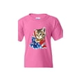 thumbnail image 1 of Big Girls T-Shirts and Tank Tops - American Flag 4th of July Kitty, 1 of 5