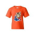 thumbnail image 1 of Big Girls T-Shirts and Tank Tops - American Flag 4th of July Kitty, 1 of 5