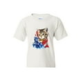 thumbnail image 1 of Big Girls T-Shirts and Tank Tops - American Flag 4th of July Kitty, 1 of 5