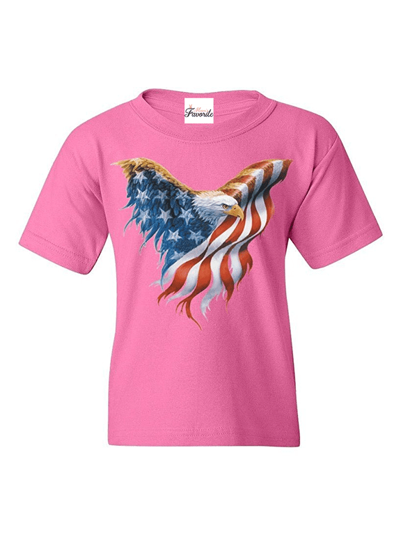 Big Girls T-Shirts and Tank Tops - American Flag Eagle USA