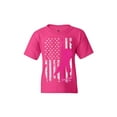 thumbnail image 1 of Big Girls T-Shirts and Tank Tops - Cancer Ribbon American Flag, 1 of 5