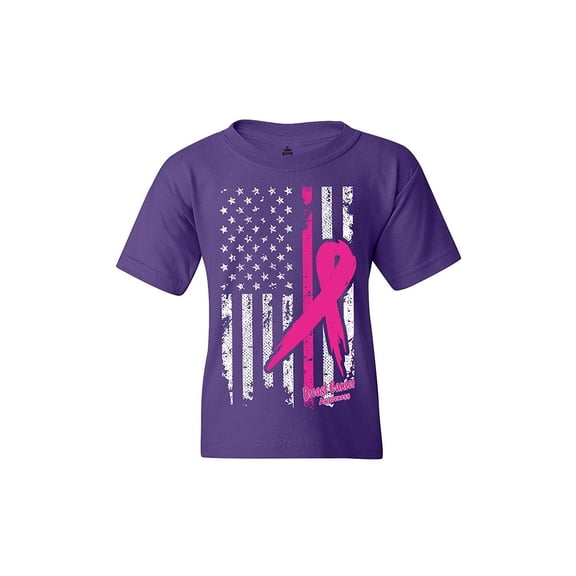 Big Girls T-Shirts and Tank Tops - Cancer Ribbon American Flag