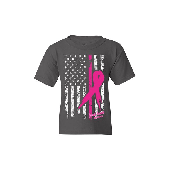 Big Girls T-Shirts and Tank Tops - Cancer Ribbon American Flag