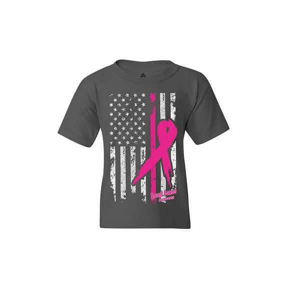 Big Girls T-Shirts and Tank Tops - Cancer Ribbon American Flag