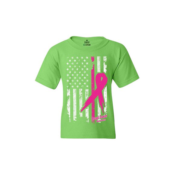 Big Girls T-Shirts and Tank Tops - Cancer Ribbon American Flag