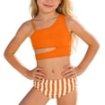 thumbnail image 1 of Big Girls Tankini Set Bathing Suit Graphic Sleeveless Swimsuit Ruffled Striped Print Two Piece With Briefs For Beach Pool, 1 of 7