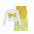 thumbnail image 1 of Big Girls Toddler Fall Winter Outfit Letter Print Long Sleeve Sweatshirts and Stretch Pants Infant Girl Clothes,4-5 Years,Yellow, 1 of 4