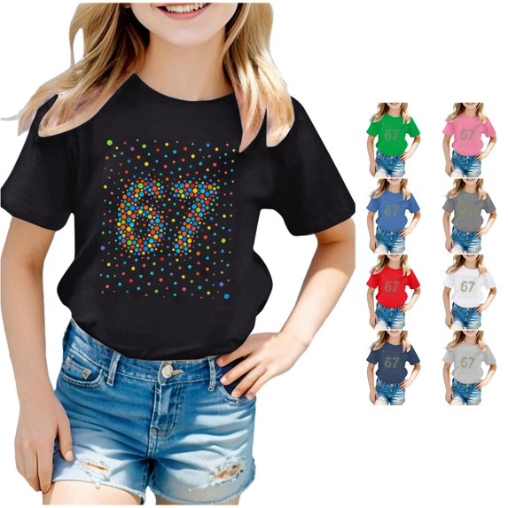Big Girls Tops Casual Short Sleeve Crewneck T Shirt Top Size 11-12T ,Black