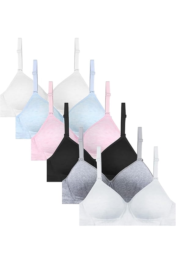 Big Girls Training Bralette Cotton Wireless Lightly Padded for Teens 8-16 Years First Bra Comfort Fit Soft Fabric for School and Home