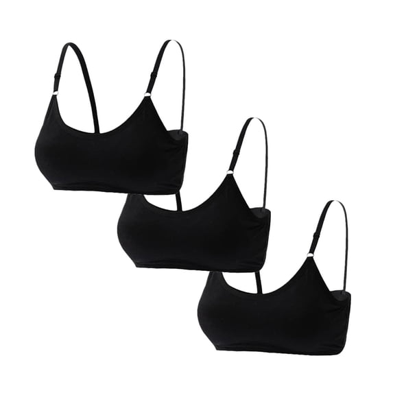 Big Girls Training Bras Multipack Wireless Cotton Light Padded Bra Adjustable Straps Back Closure Soft Edge Stretchy Smooth Comfort Breathable Youth 10-16 Years