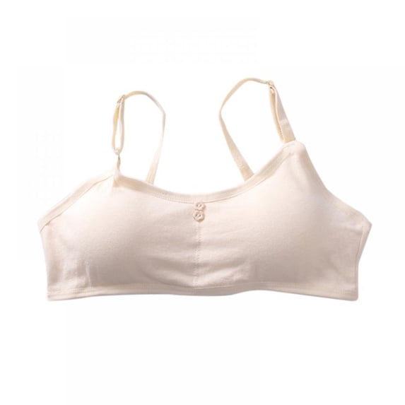Big Girls Training Bras Slim Soft Cup Hasp Teen Small Vest Design Wireless Bra Beige