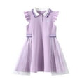 thumbnail image 1 of Big Girls Tulle-Dresses 2025 Size 3-14 Teens Kids Cute Ruffle Sleeve Button Collared Pullover Comfort Vacation Dresses, 1 of 4
