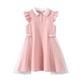 thumbnail image 1 of Big Girls Tulle-Dresses 2025 Size 3-14 Teens Kids Cute Ruffle Sleeve Button Collared Pullover Comfort Vacation Dresses, 1 of 7
