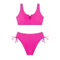 thumbnail image 1 of Big Girls Two Piece Bathing Suit V Neck Crop Top High Waist Bottom with Side Tie Swim Set for Pool 7-16Y, 1 of 5