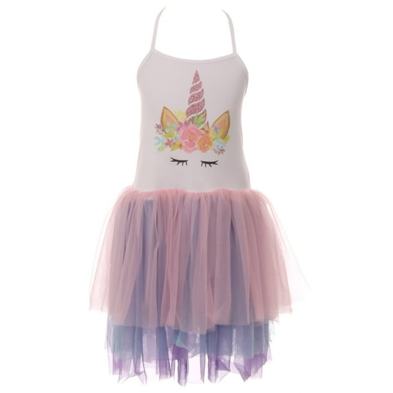Big Girls' Unicorn Glitter Tutu Tulle Birthday Party Flower Girl Dress White Pink 8 XXXL (P800196P)