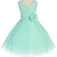 thumbnail image 1 of Big Girls' V Neck All Over Lace Chiffon Belt Flowers Girls Dresses Mint 16, 1 of 2