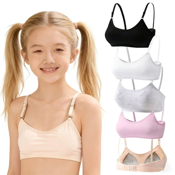 Big Girls Wireless Training Bra Cotton Light Padded Teen Bras Adjustable Straps Back Closure Soft Edge Stretchy Kids 10-16 Years