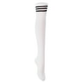 thumbnail image 1 of Big Girls' Women's 1 Pair Over Knee High Thigh High Cotton Socks Leg Warmers J1022 Size L/XL(White) 4p1c5, 1 of 6