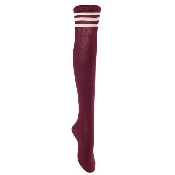 Big Girls' Women's 1 Pair Over Knee High Thigh High Cotton Socks Leg Warmers J1022 Size L/XL(Wine) 4p1c7