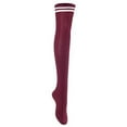 thumbnail image 1 of Big Girls' Women's 1 Pair Over Knee High Thigh High Cotton Socks Leg Warmers J1023 Size L/XL(Wine) 4p1c7, 1 of 1