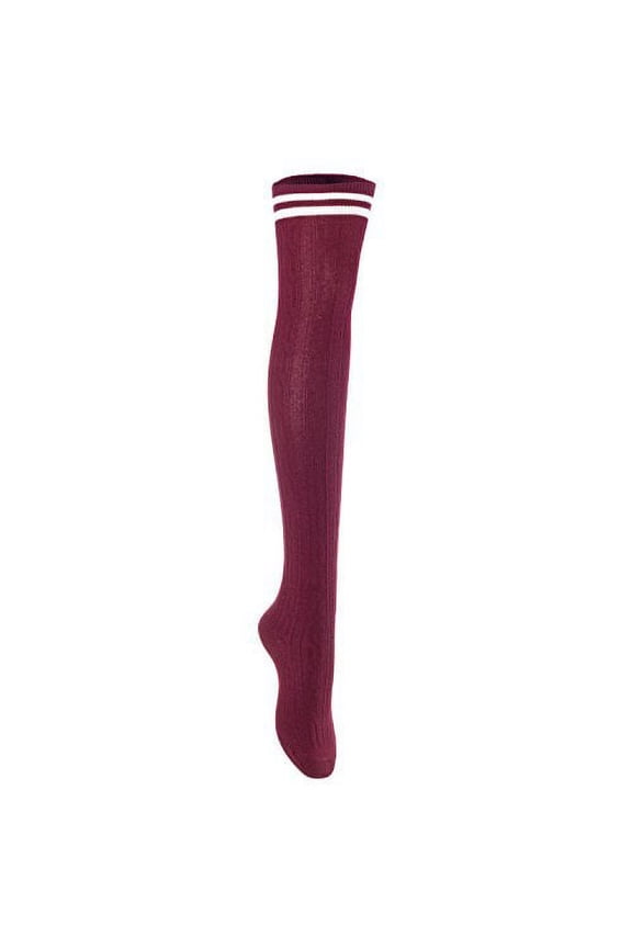 Big Girls' Women's 1 Pair Over Knee High Thigh High Cotton Socks Leg Warmers J1023 Size L/XL(Wine) 4p1c7