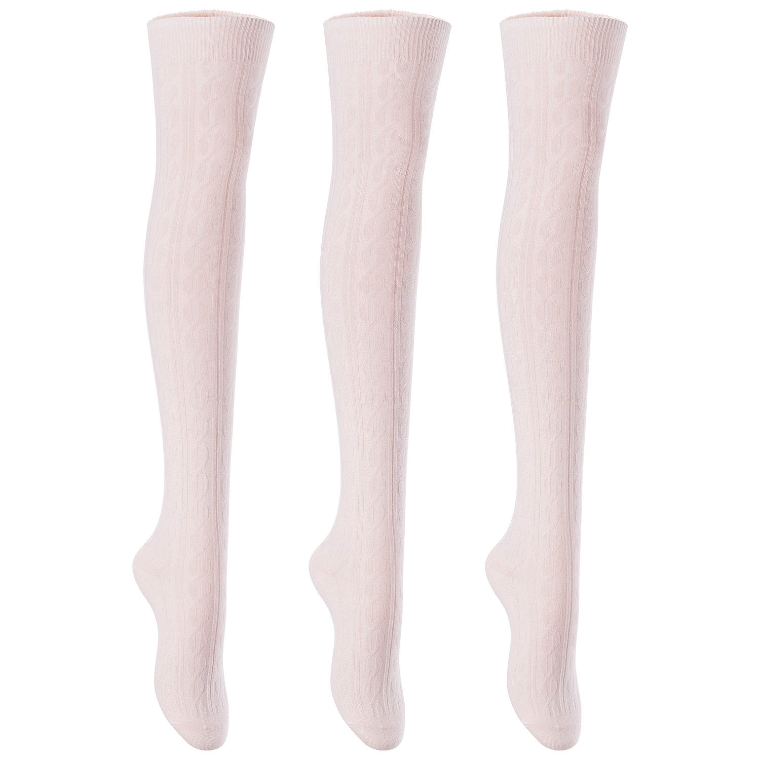 Big Girls Women's 3 Pairs Thigh High Cotton Boot SocksFancy Design ...