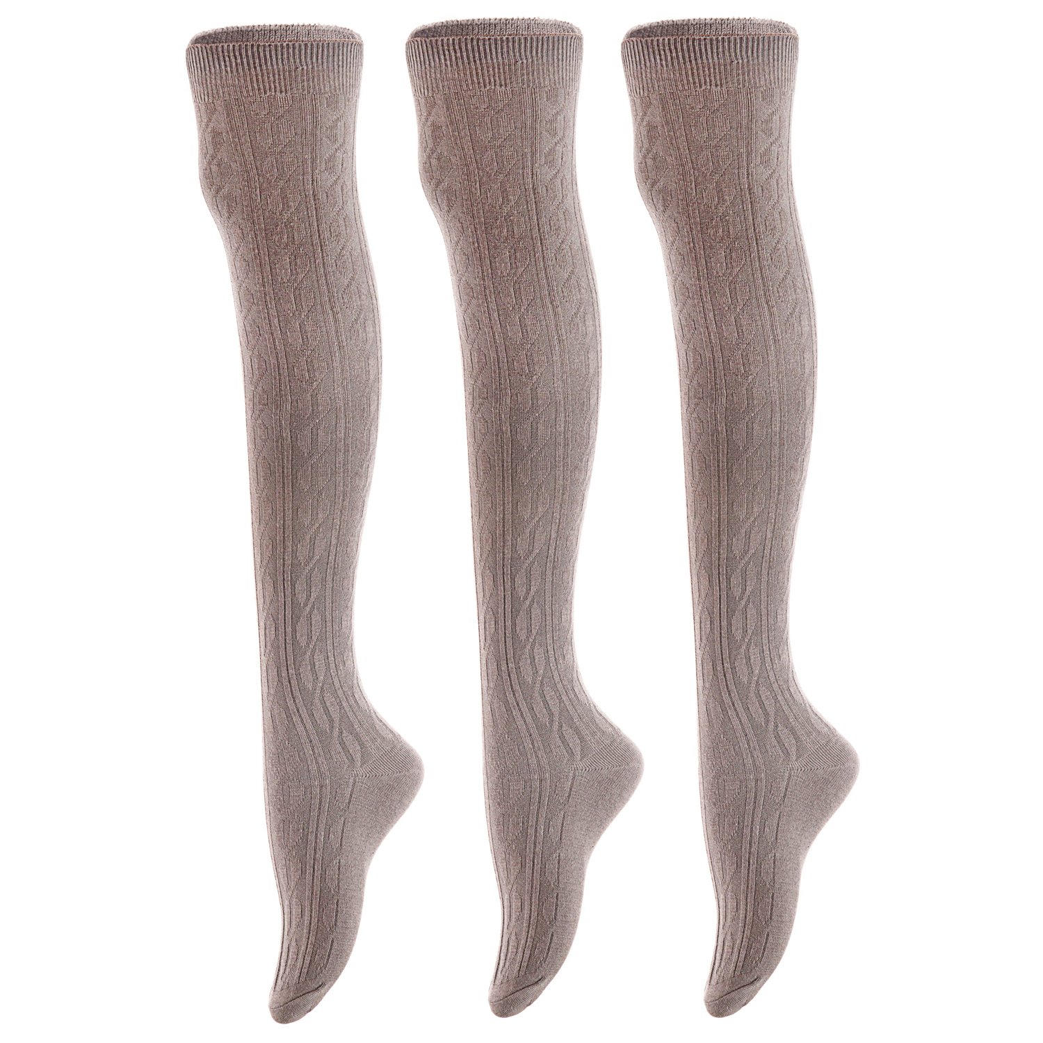 Big Girls Women's 3 Pairs Thigh High Cotton Boot SocksFancy Design ...