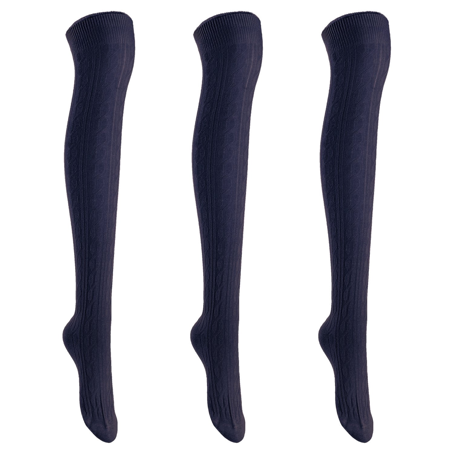 Big Girls Women's 3 Pairs Thigh High Cotton Boot SocksFancy Design ...