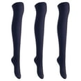 thumbnail image 1 of Big Girls Women's 3 Pairs Thigh High Cotton Boot SocksFancy Design, Colors Size 6-9 Navy, 1 of 2