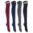thumbnail image 1 of Big Girls' Women's 4 Pairs Over Knee High Thigh High Cotton Socks Leg Wamers Size L/XL, 1 of 4