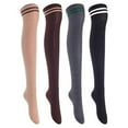 thumbnail image 1 of Big Girls' Women's 4 Pairs Over Knee High Thigh High Cotton Socks Leg Wamers Size L/XL, 1 of 4