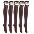 thumbnail image 1 of Big Girls Women's 5 Pairs Thigh Cotton Boot Socks. Fancy Design & Splendid Colors Size 6-9 Coffee T1022-5p1c3", 1 of 3