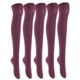 thumbnail image 1 of Big Girls Women's 5 Pairs Thigh High Cotton Boot SocksFancy Design, Colors Size 6-9 Wine, 1 of 2