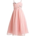 thumbnail image 1 of Big Girls' Wrapped Crystal Ruched Chiffon Gown Flowers Girls Dresses Blush 10 (J35K56), 1 of 2