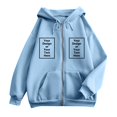 thumbnail image 1 of Big Girls Zip-Up Hooded Sweatshirt Printed Solid Color Loose Fitting Sweater Long Sleeve Coat Trendy Fall Outfits Size 9-10T ,Blue, 1 of 6