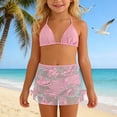 thumbnail image 1 of Big Girls bikini set Swimsuit Bathing Suit Graphic Sleeveless Floral print 3 Piece set with briefs sarong cover ups skirts For Beach Pool, 1 of 9