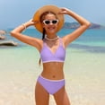 thumbnail image 1 of Big Girls bikini set Swimsuit Bathing Suit solid color Sleeveless print Two Piece with briefs For Beach Pool Seaside, 1 of 8