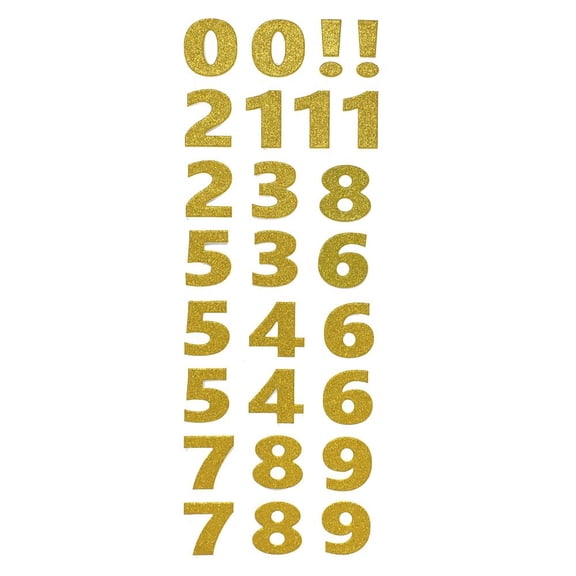 Big Glitter Number Stickers, Gold, 2-Inch, 26-Piece