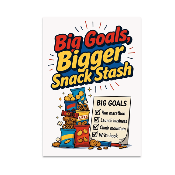 Big Goals Bigger Snack Stash Poster - Snack Lover - 13x19 Poster Print