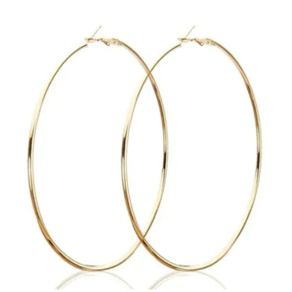Big Gold Color Circle Hoop Earrings 70mm Statement Earrings Fashion Jewelry Women Nightclub Accessory