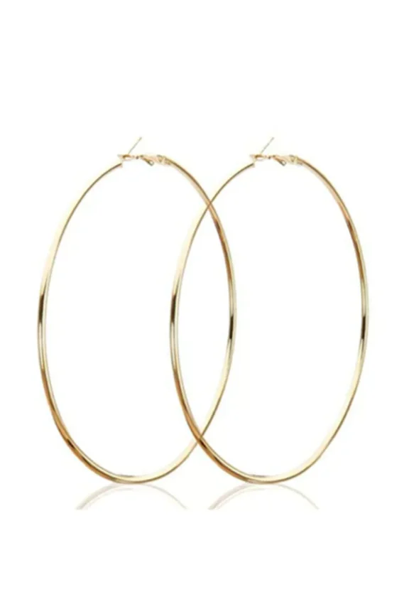 Big Gold Color Circle Hoop Earrings 70mm Statement Earrings Fashion Jewelry Women Nightclub Accessory
