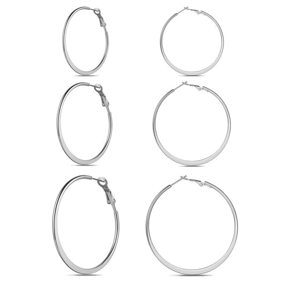 Big Gold Hoop Earrings for Women, Hypoallergenic Post Thin Loop 14K Gold Plated Hoop Earrings Set for Women, 3 Pairs