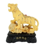 Big Golden Tiger Statue on Coins