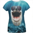 thumbnail image 1 of Big Goofy Shark In Sunglasses All Over Womens T Shirt Multi X-LG, 1 of 2