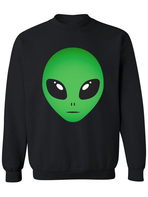 Big Green Alien Head Sweatshirt Men -Image by Shutterstock, Male 4X-Large