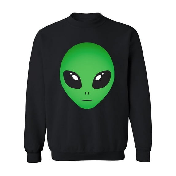 Big Green Alien Head Sweatshirt Men -Image by Shutterstock, Male Large