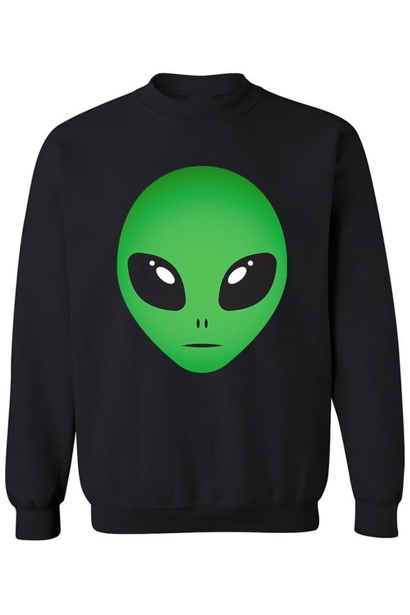 Big Green Alien Head Sweatshirt Men -Image by Shutterstock, Male Medium