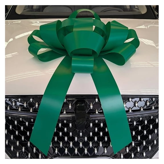 Big Green Car Bow, Giant 30" Bow, Non Scratch Magnet, Weather Resistant Vinyl